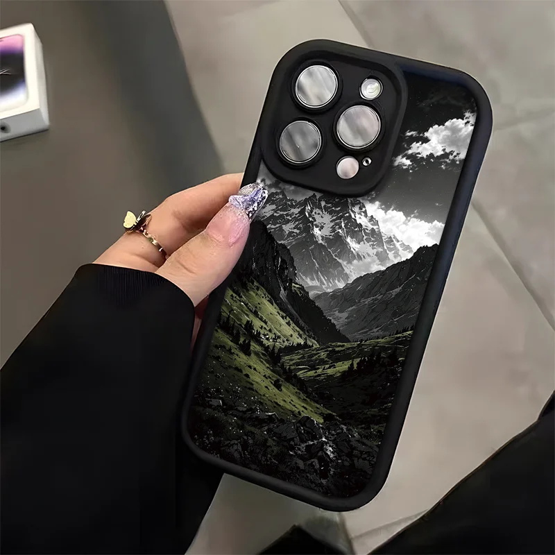 

Mountain landscape design mobile phone case suitable for iPhone 16 15 14 13 12 11 Pro/ Max /Plus shock-proof rear cover