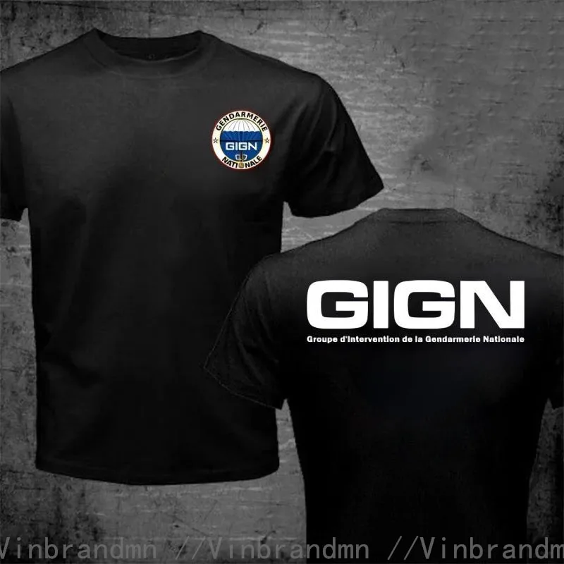 France Special Forces GIGN Policeman Groupe d'Intervention de la Gendarmerie Nationale France Men T-Shirt Casual Cotton T Shirts