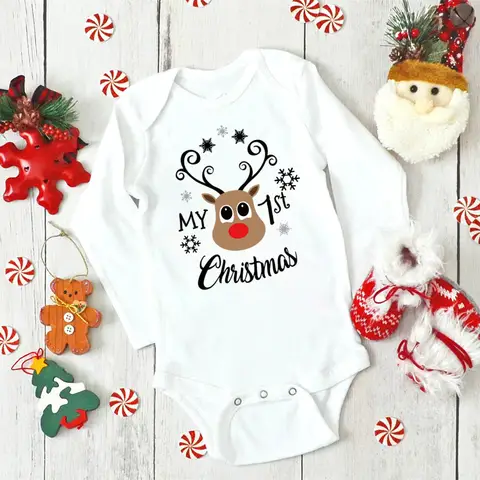 My First Christmas Baby Rompers Merry Christmas Santa Cute New Year Clothes Boy Girl 1st Christmas Jumpsuit Xmas Romper Outfit