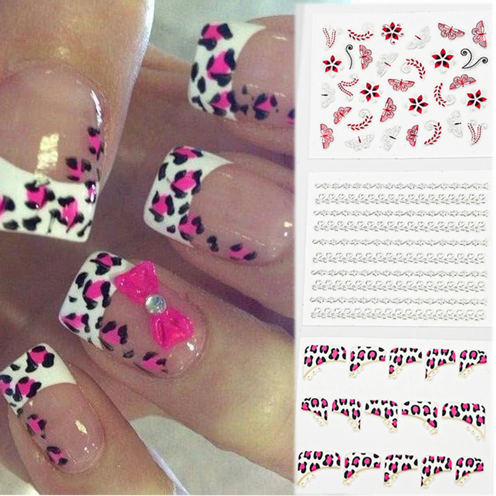 3Pcs Leopard Print Design Nail Art Sticker Spring Self-Adhesive Decal Decoration Eye Full Tattoo Wraps Slider Manicure Accessory