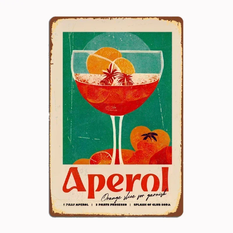 

Aperol Spritz Vacation Art Poster Metal Plaque Vintage Bar Metal Tin Sign Wall Decoration for Men's Cave Wall Decoration Plaques