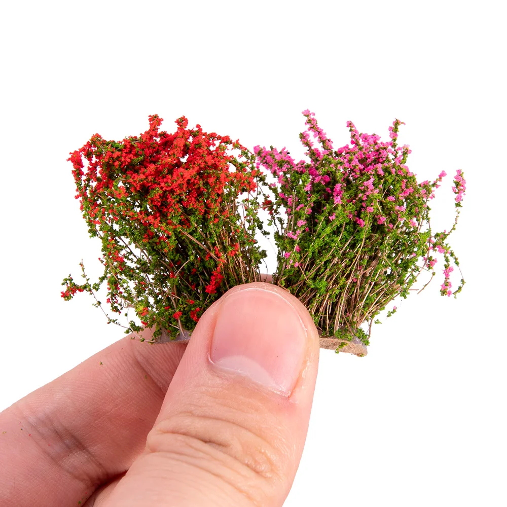 Miniature Artificial Plants Shrubs Flowers Model for Garden Railway Outdoor Micro Landscape Layout Materials Artificial Plant
