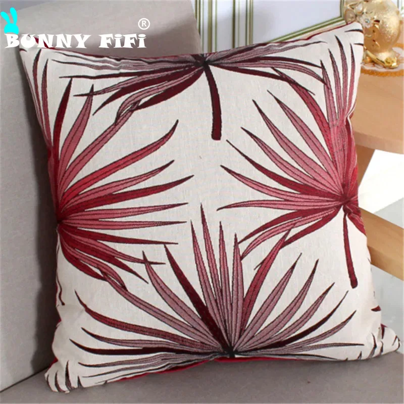 45*45CM Cushion Cover Jacquard Palm Leaves Pillowcase New Year Home Sofa Decorative Throw Pillows cojines