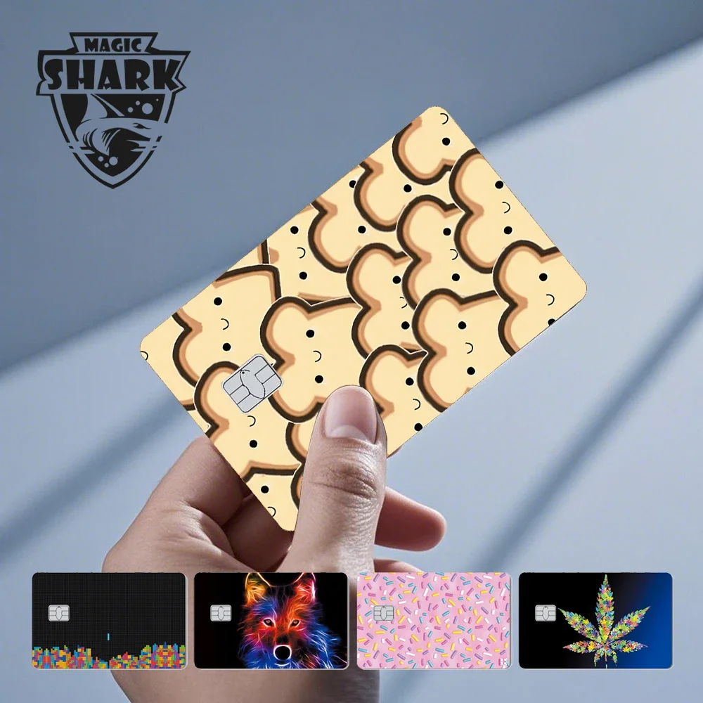 Maigc Shark Dandelion Pizza Graffiti Fox Bread Waterproof Skin Film Sticker Cover for Debit Credit Card No Fade