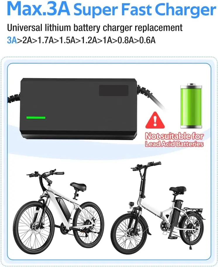 58.8 فولت 3 أمبير سريع للغاية لبطارية ليثيوم 52 فولت مع نظام تبريد، 52 فولت لبطارية 52 فولت (DC5.5x2.1 ملم plug-3A) #5