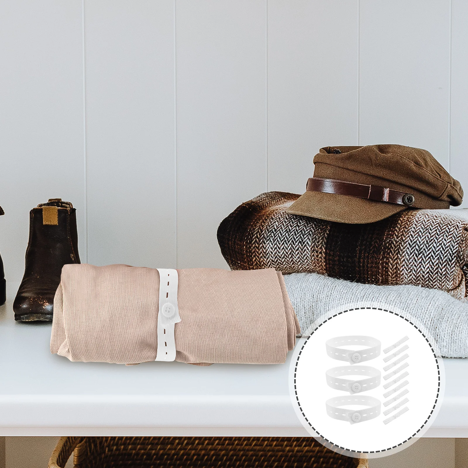 

20Pcs Adjustable Clothes Storage Straps Elastic Roll-Up Bands for Closet Travel Organizing Laundry Room Closet Storage Strap