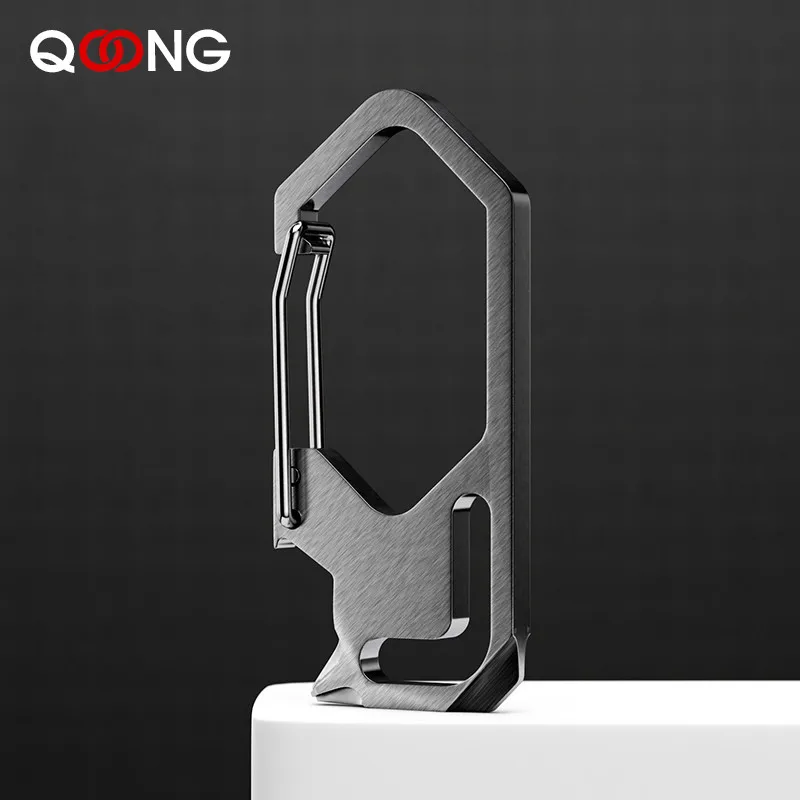 QOONG 2023 EDC Multi Function Tool Keychains Stainless Steel Keyrings with Screwdriver Bottle Opener Key Chain Ring Holder Y108