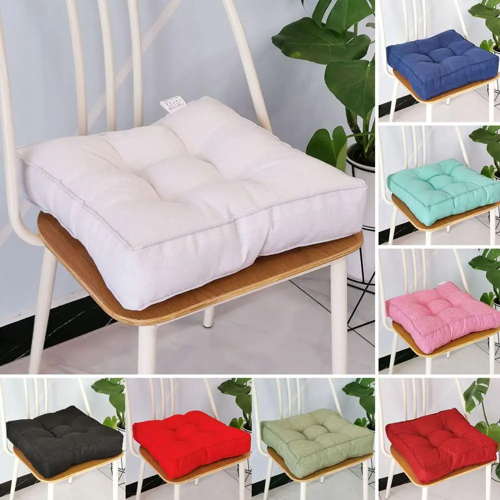 Cotton Linen Seat Cushion Breathable Cotton Linen Square Seat Cushion with High Elastic Padding for Home Office Chair Sofa Floor