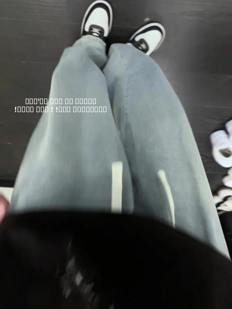 الضوء الأزرق الأمريكية الرجعية Dstring الجينز الرجال الخريف فضفاض مستقيم عالية التخسيس السراويل منتصف الخصر القطن الدنيم الجينز #4