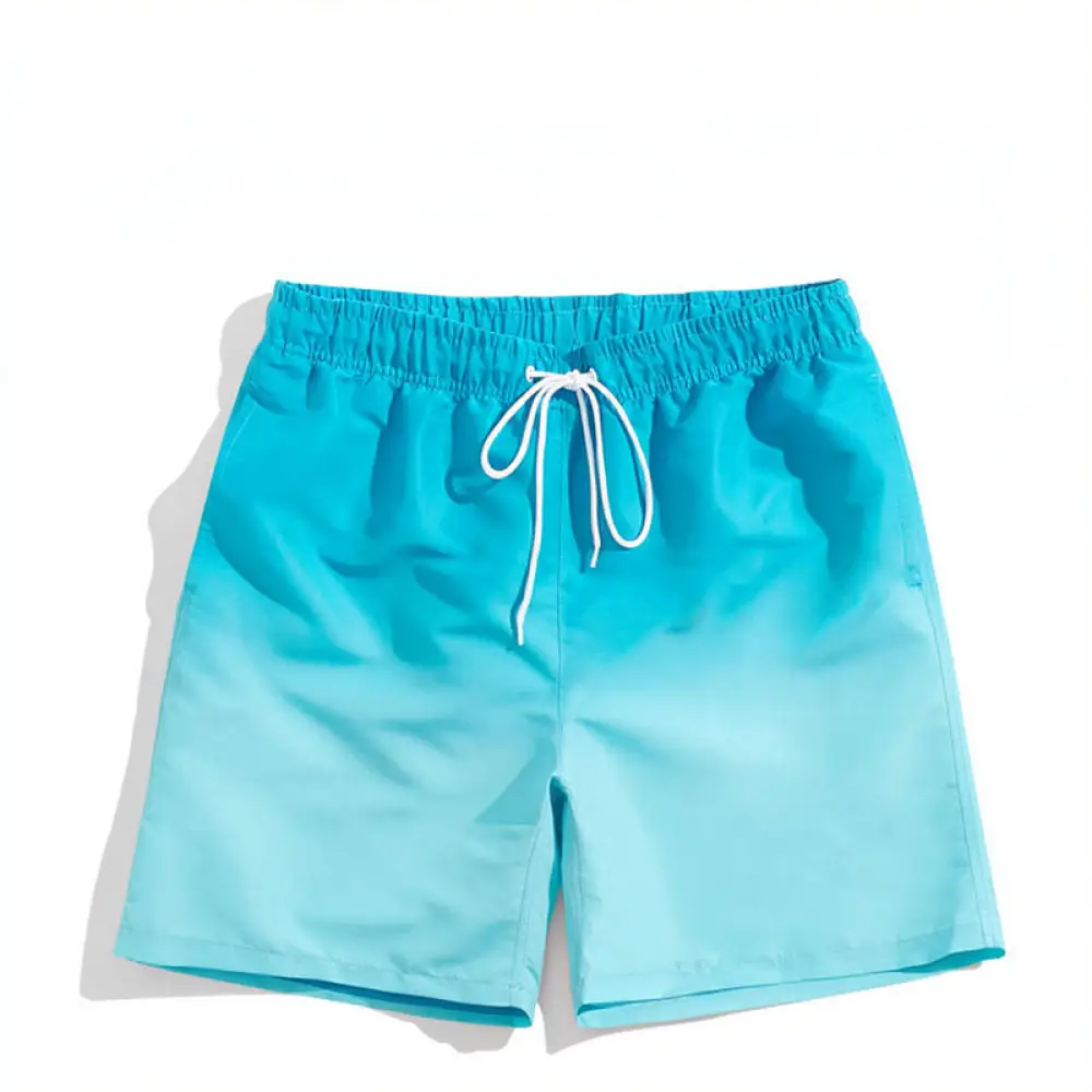Quick Dry Mens Swim Trunks Gradient Print Beach Shorts Loose Casual Surfing Boardshorts Summer Water Sports Apparel