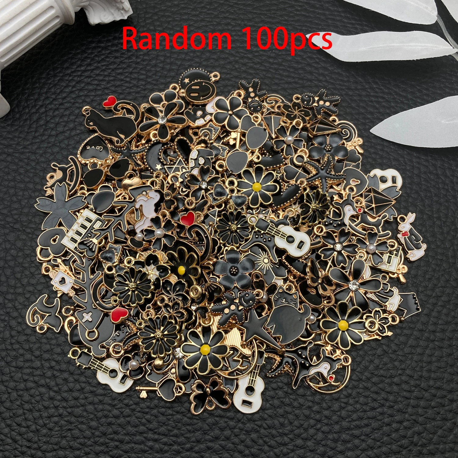 Mixed Black Gold Enamel Charms Bulk for DIY Jewellery Making