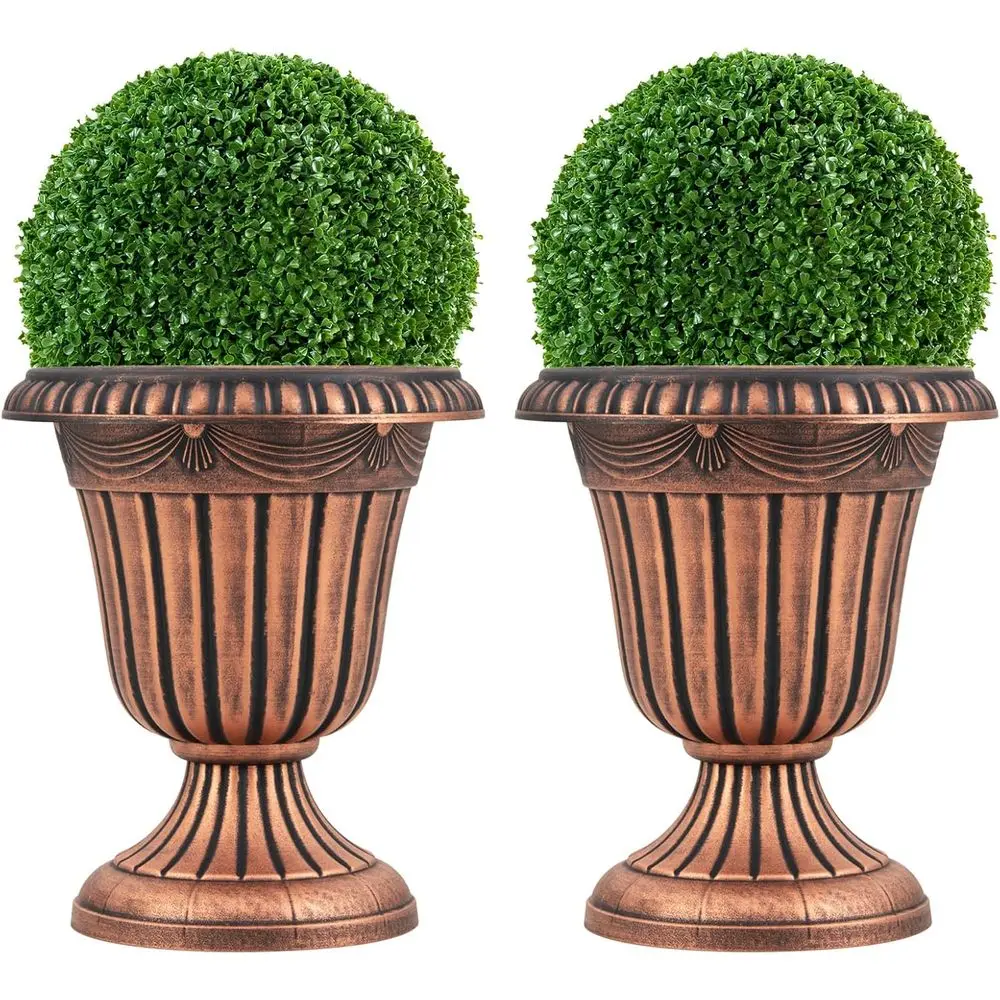 

Пара винтажных урн-кашпо 18-го века с подставками, дренажными отверстиями, подходят для использования в помещении и на улице, бронзовые