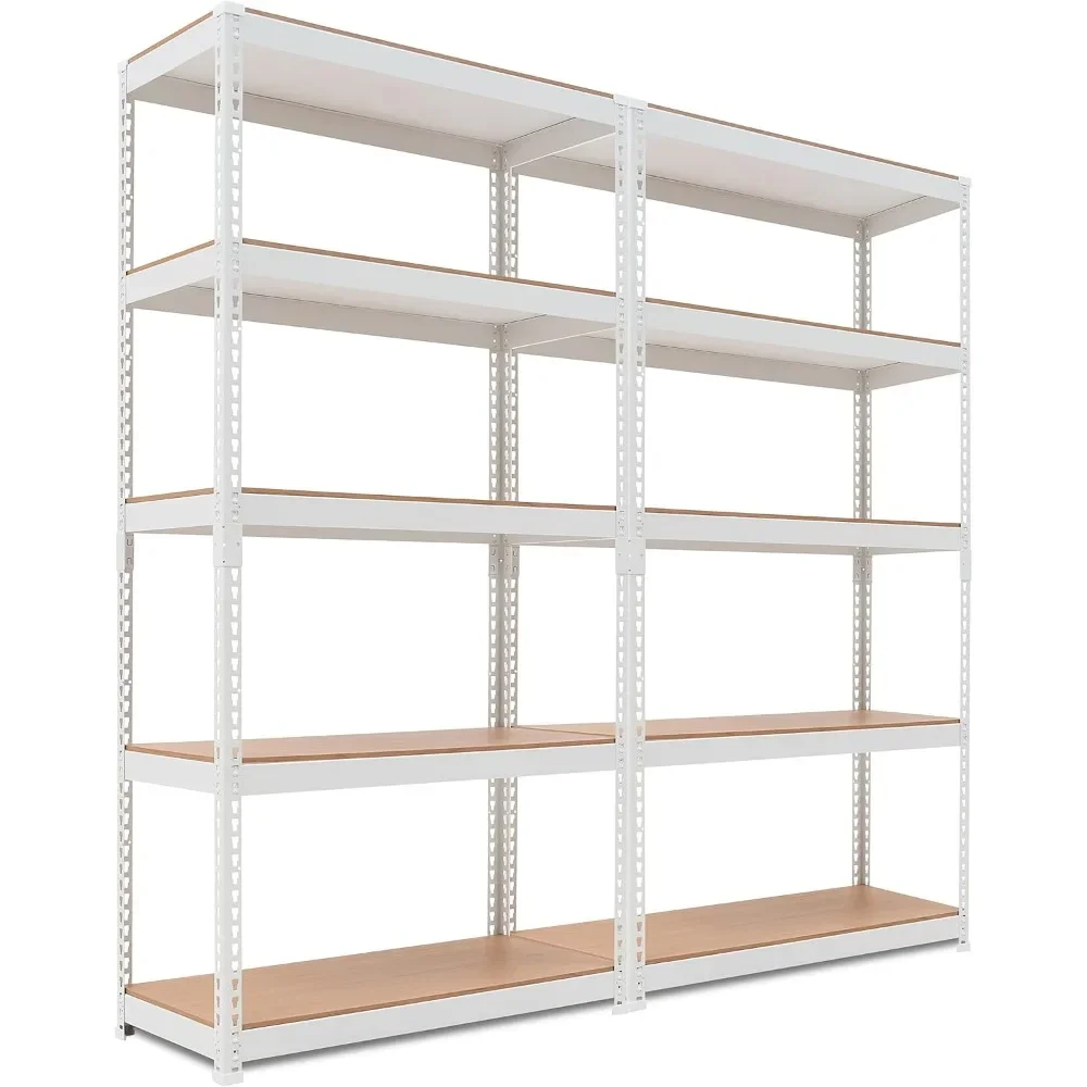 

5 Tier White Storage Shelves Adjustable Laminated Boltless Garage Metal Shelving Unit Heavy Duty Utility Rack Shelf