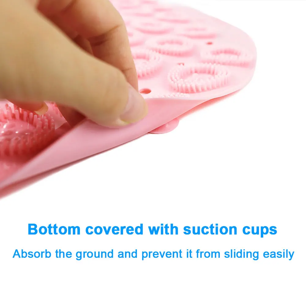 Silicone world PVC Round Anti-skid Bathroom Mats Shower Bathroom Massage Foot Mat Suction Cup With Drain Hole Carpet Floor Mat