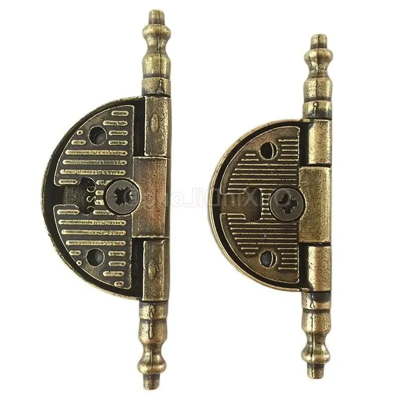 6PCS Retro Hinges Antique Bronze Zinc Alloy Crown End Decorative Door Hinges for Furniture Closet Cabinet Window FG1436 ﻿
