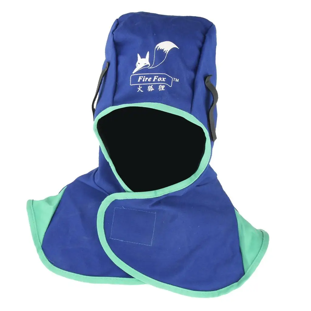 Flame Retardant Safey Helmet Welding Neck Hood Welder Head Cover - Blue