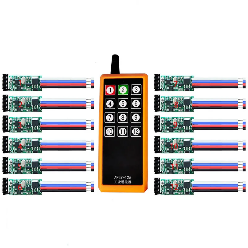 433MHz DC 3.6V-24V Universal Wireless Micro Remote Control Switch Long Range Mini Receiver Transmitter LED Light Controller
