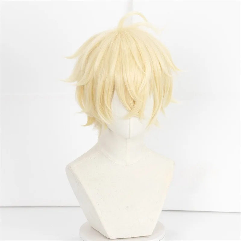 Terminación del ángel ardiente Cien noches Peluca de cosplay de Michael Estilo volteado Peluca de cosplay de color dorado claro