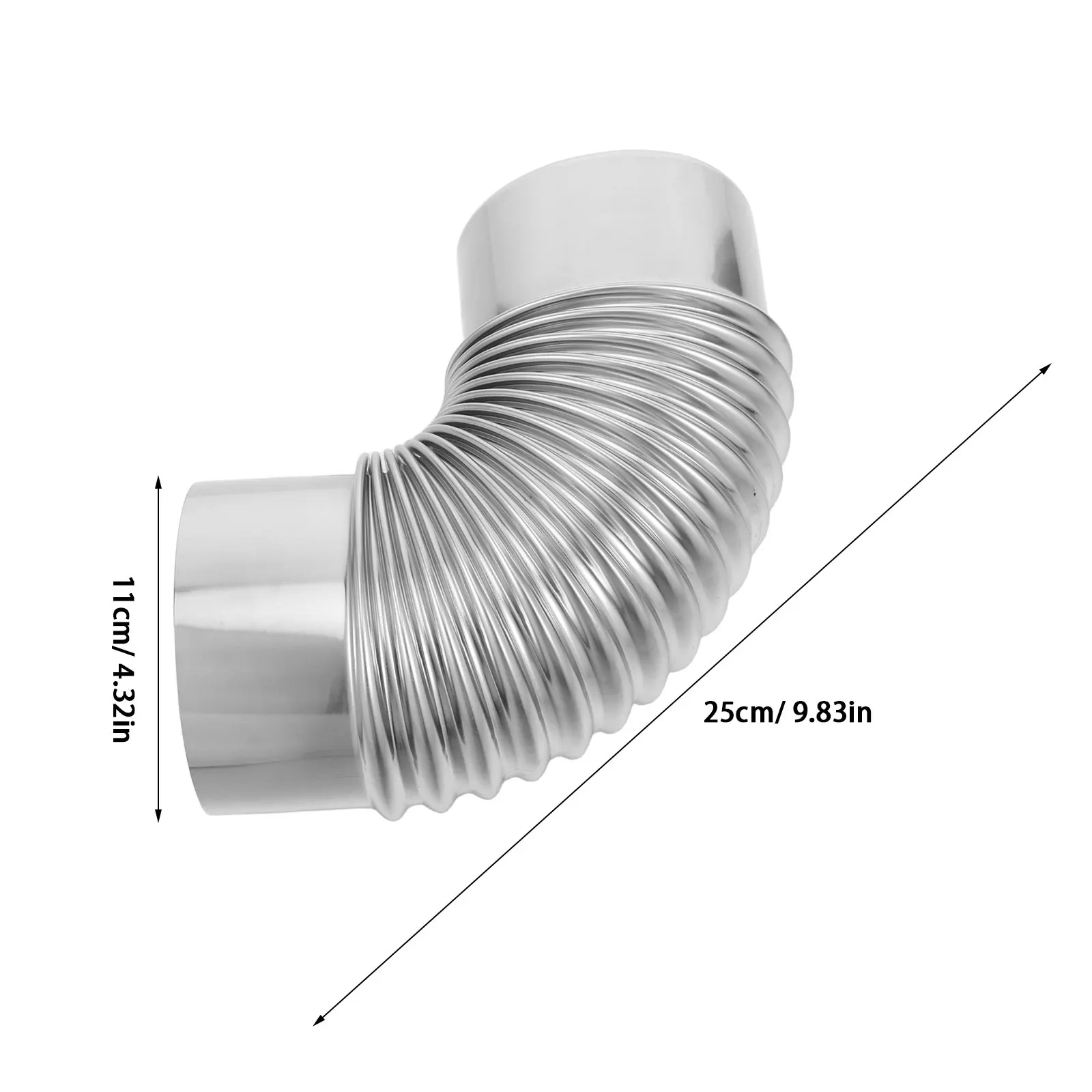Stainless Steel Dryer Vent Elbow 90 Degree Double Layer Chimney Pipe for Indoor Wood Stove Fireplace Hvac Duct Connector