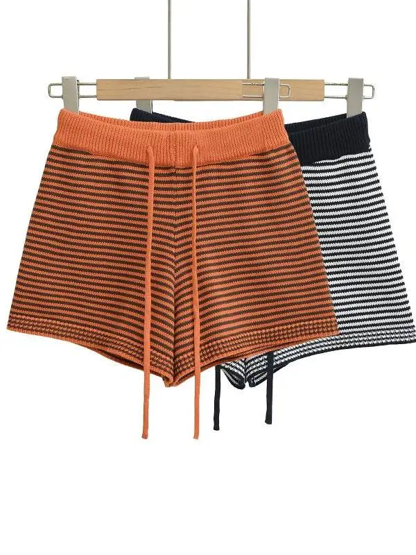 Street Sle tricoté orts décontracté coupe ajustée vêtements de maison en plein air Spor taille basse Dstring conception Sensation couleur Blo pantalon