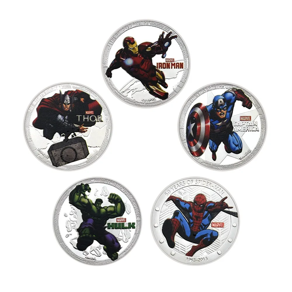 

Marvel Collectible Coins Set Super Heroes Iron Man Captain America High-Quality Metal Commemorative Coins for Fan Gifts Display