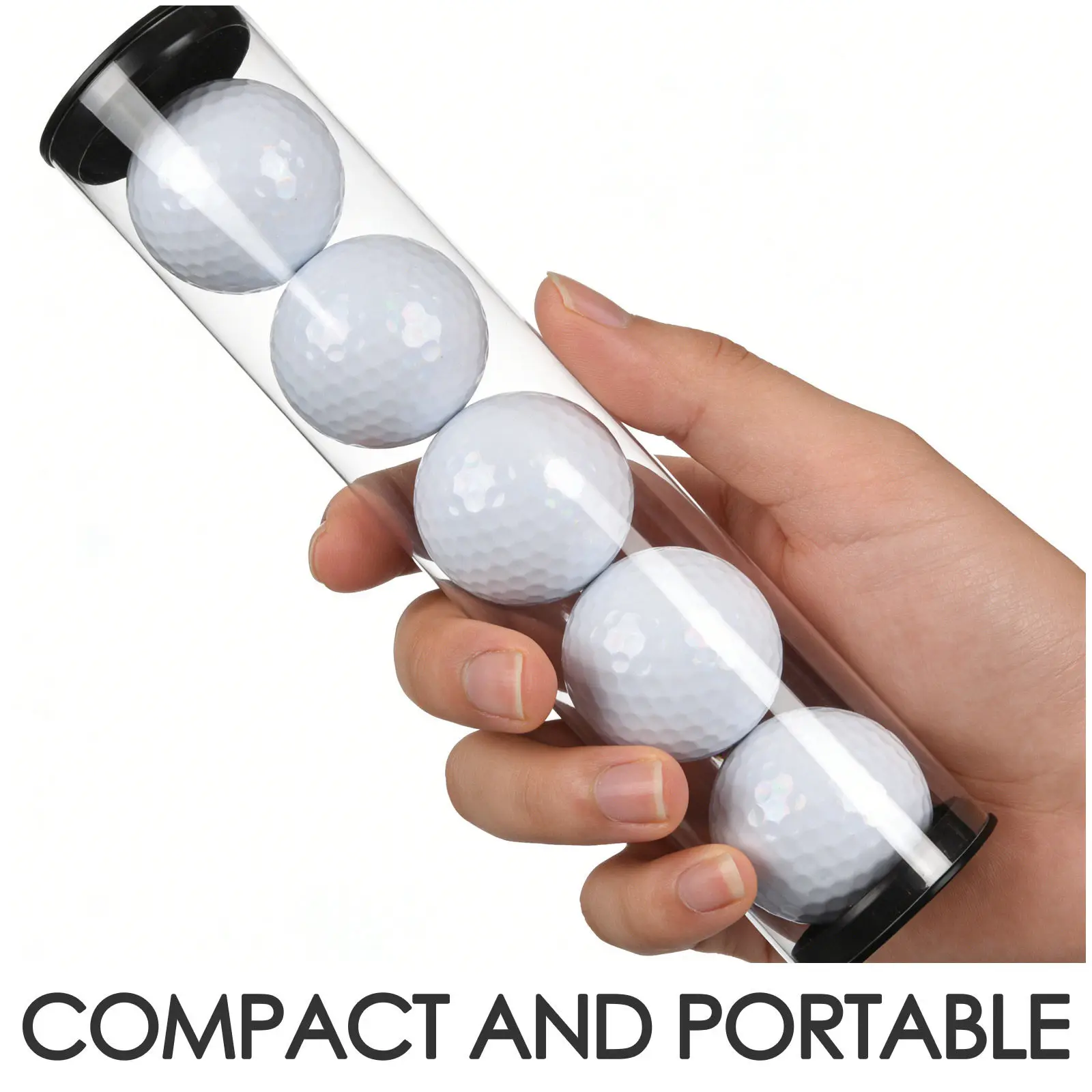 2Pcs Transparent Golf Ball Tubes Plastic Storage Tubes with Caps Carrying Case for 5 Golf Balls Travel Display