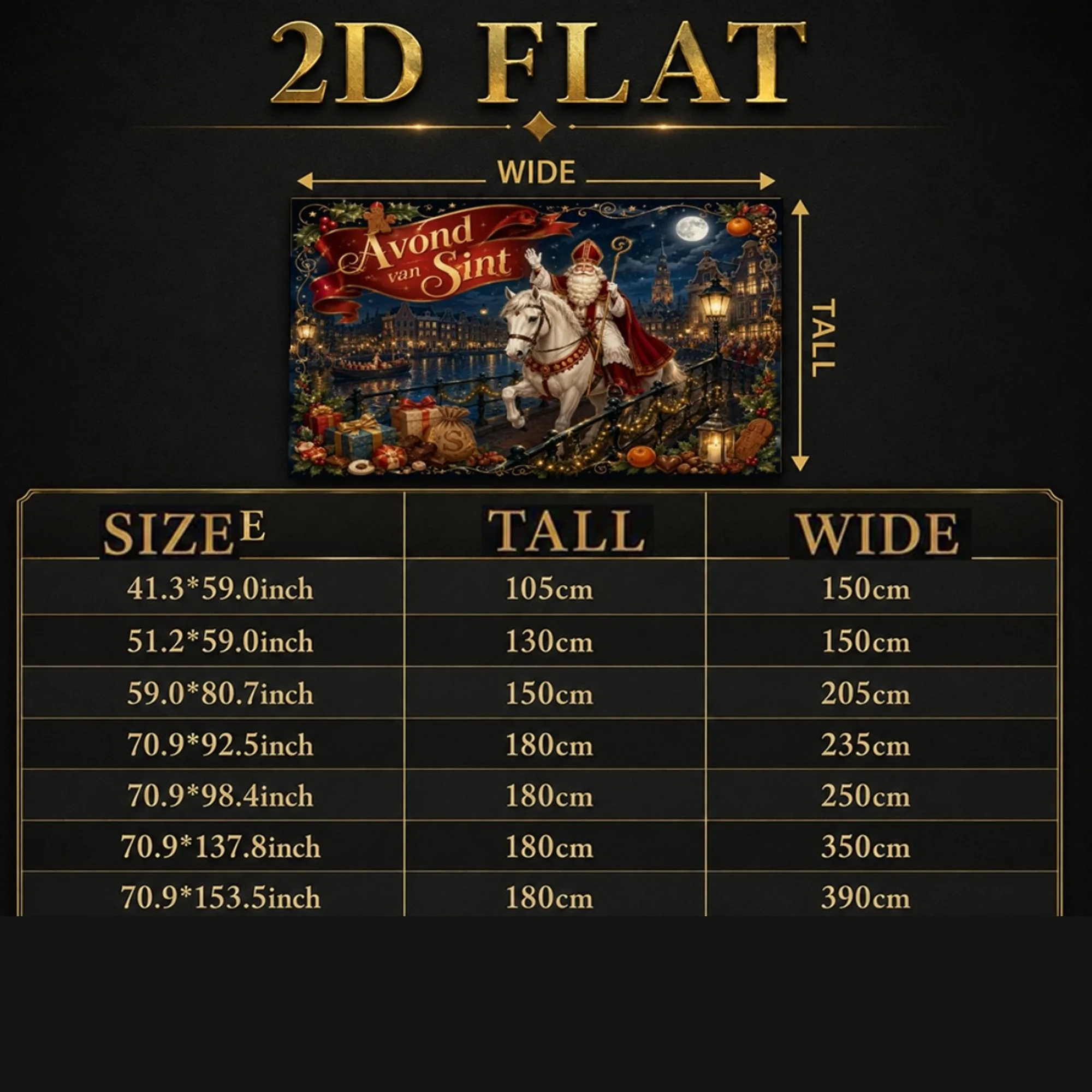 2D FLAT 1pc Sinterklaas Holiday Festive Vintage Canal Night, Backdrop for Event, Photography Background, Home Decor Banner