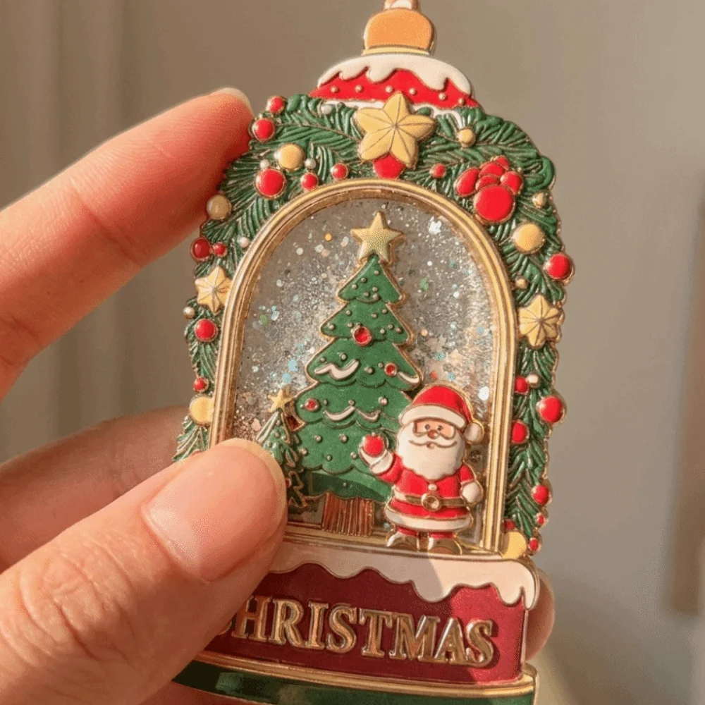 Vintage Alloy Magnetic Fridge Magnets Santa Claus No Residue Refrigerator Magnets Gold Tone Quicksand Key Pendant Collection