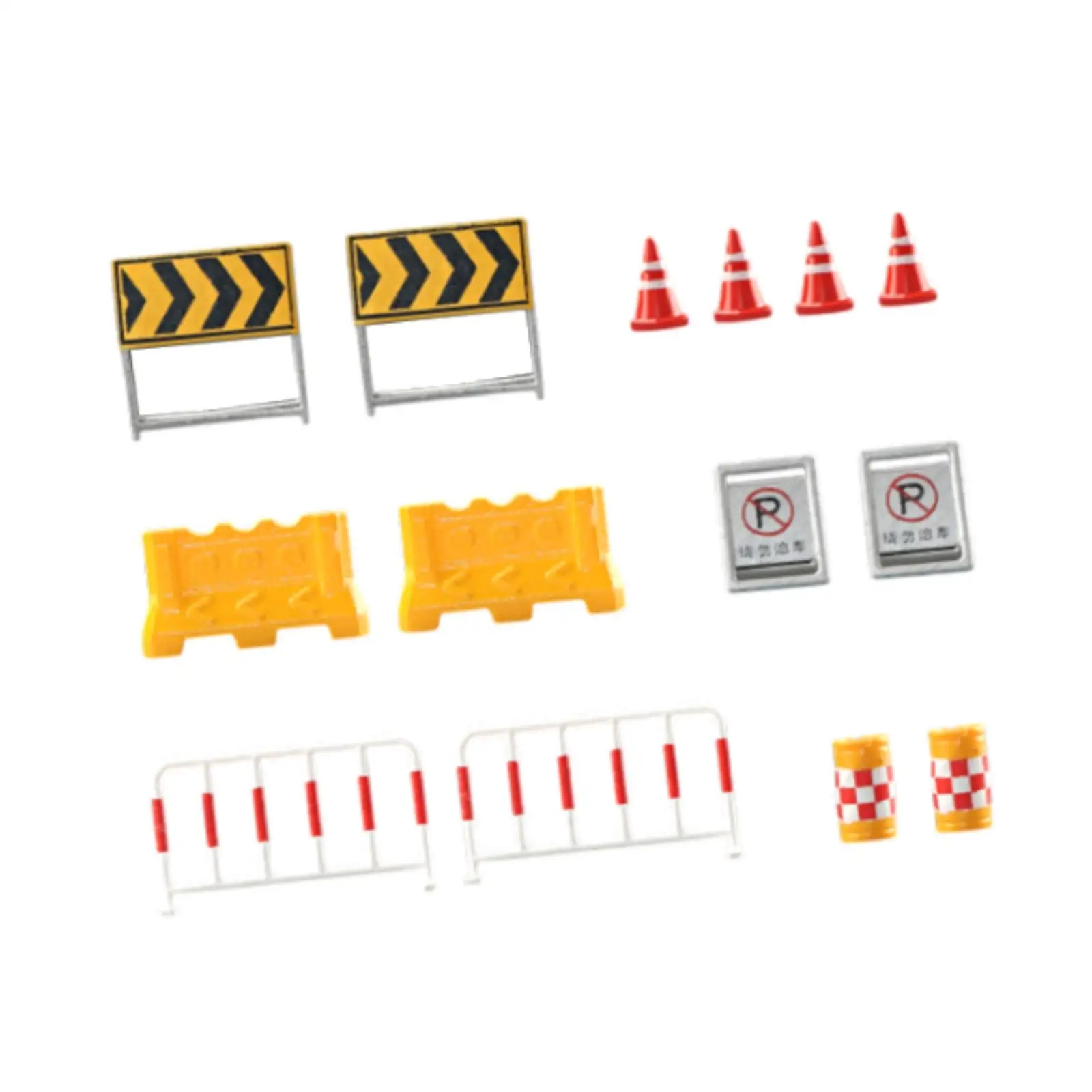 14Pcs 1/64 Road Signs Miniature Construction Traffic Signs Micro Landscape Accessories Mini Street Signs for Miniature Scene