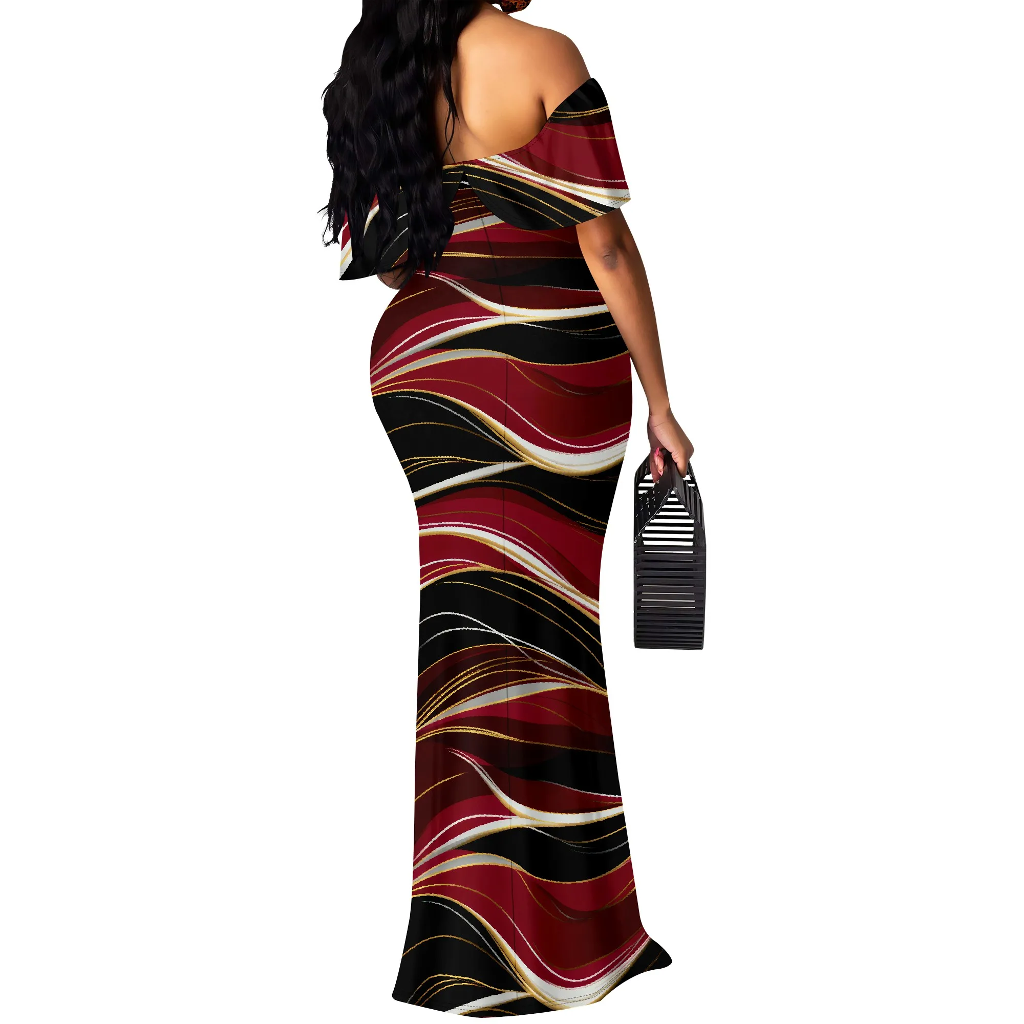 Women's Off Shoulder Maxi Dress Sexy Hawaiian Floral Long Party Dresses