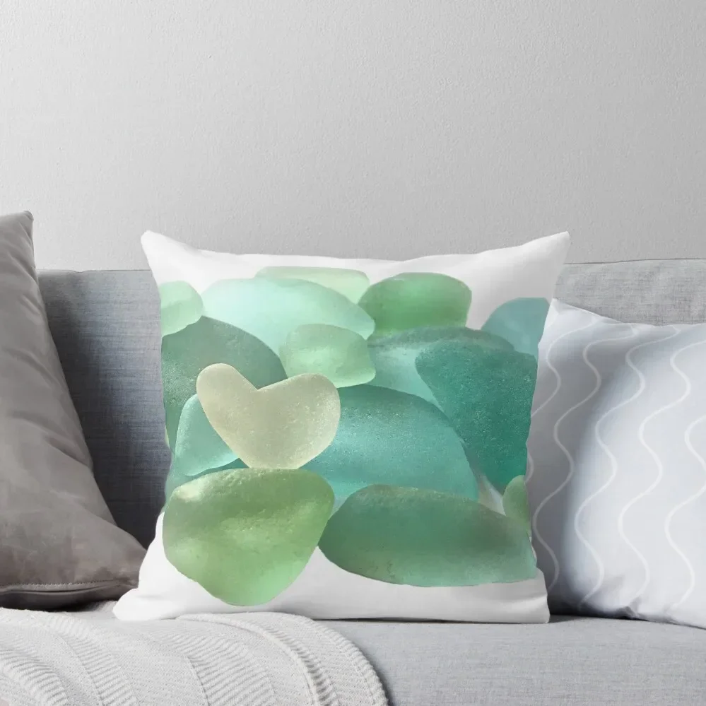 Heart Aqua Seaglass Throw Pillow Sofas Covers Sofa Cover Cushions For Decorative Sofa pillow