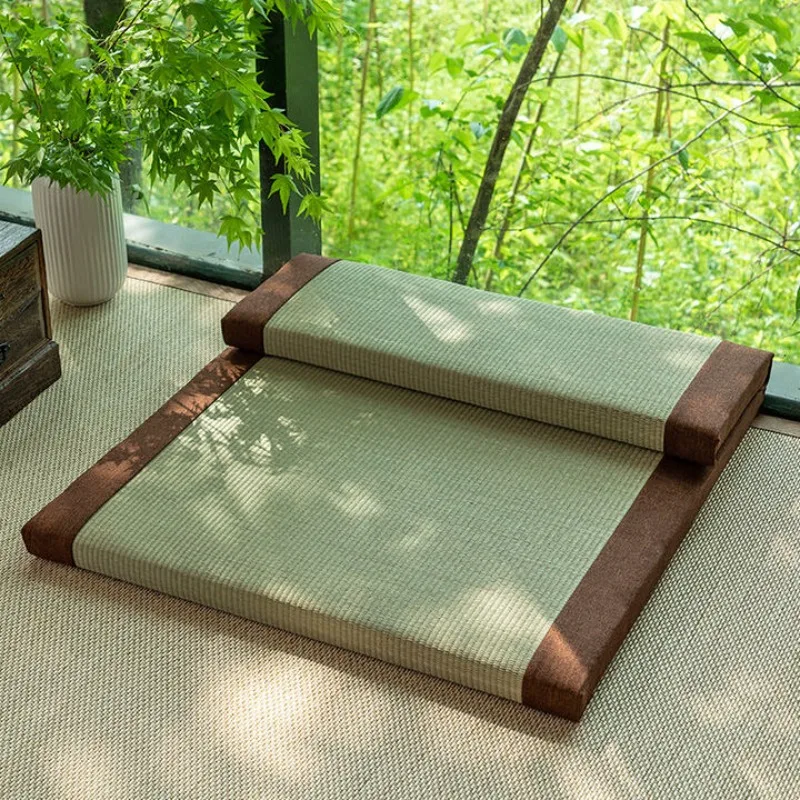 لوحة مزدوجة للتأمل حصيرة التأمل حصيرة القش طوي جوز الهند الطبيعي النخيل المنزلية يجلس القماش ، نسيج القش الطبيعي