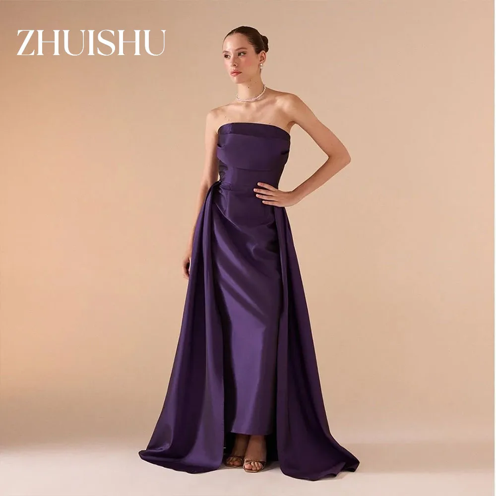 

ZHUISHU Purple Elegant Long Prom Dresses Women Customized Strapless Evening Gown Ankle-Length Formal Event Dresses Dubai