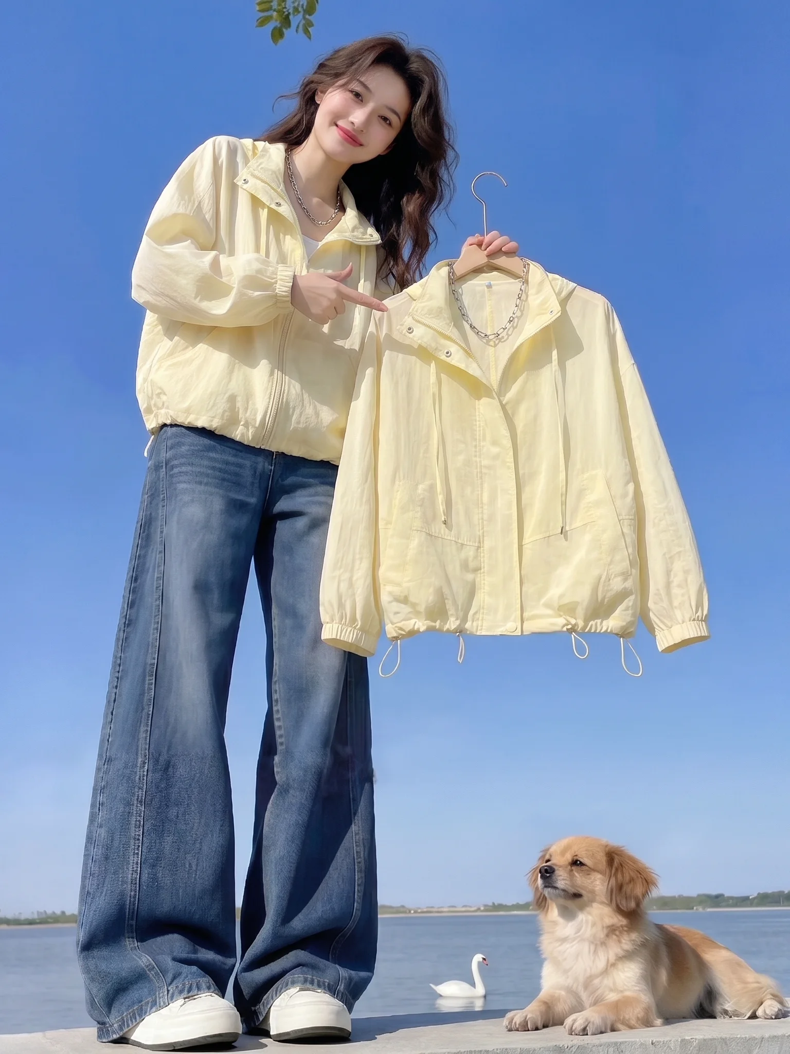 

Yellow Goose Short Lightweight Casual Sun Protection Jacket Commute Style Slim Fit Small Size Exclusive Fashion Top