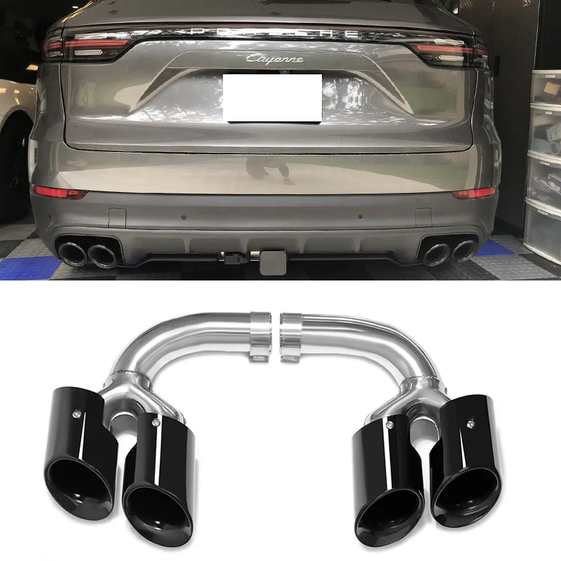 Quad Exhaust Tip For Porsche Cayenne 9Y0 SUV 3.0 (2018-up) Upgrade to Cayenne GTS Black Muffler Tip Tailpipe Exhaust System