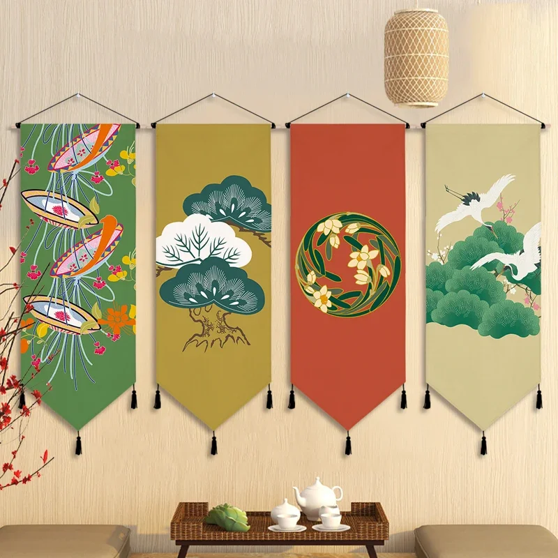 

Подвесная ткань в японском стиле, треугольный подвесной флаг, холст на заказ, подвесная картина для гостиной, спальни, фон, украшение стены