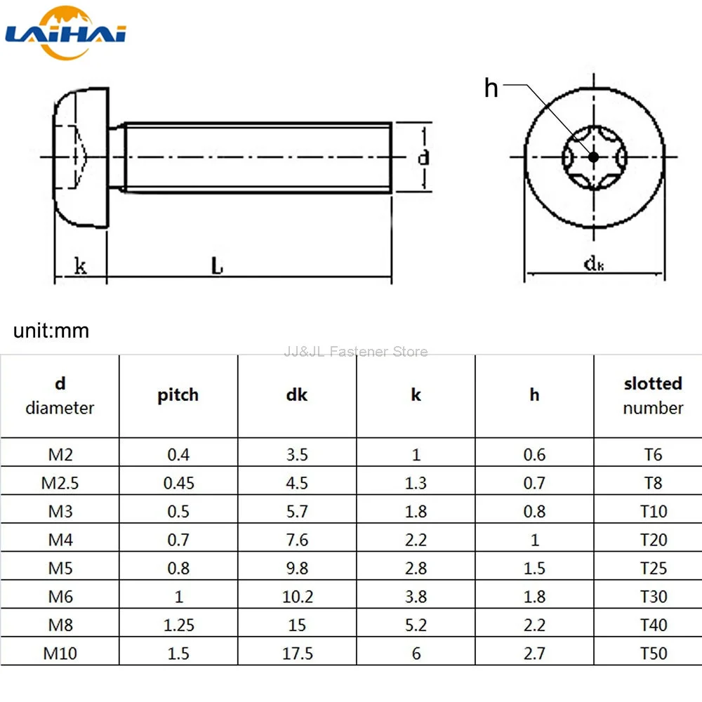 10/50pcs M2.5 M3 M4 M5 M6 M8 A2-70 304 stainless steel Six Lobe Torx Button Round Head with Pin Tamper Proof Security Screw Bolt