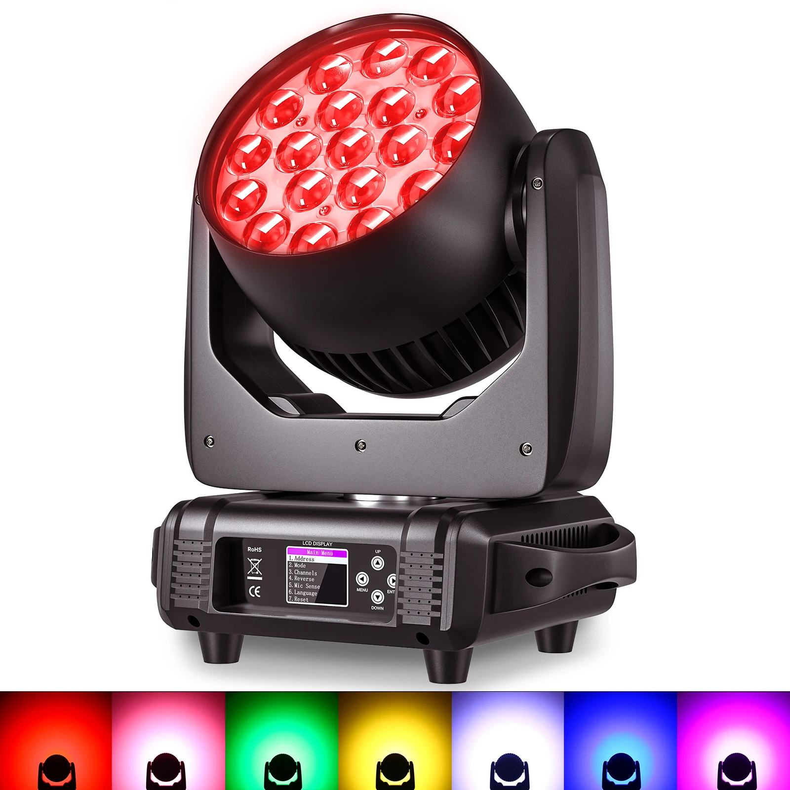 

Datewink 19X15W Moving Head Light 4 IN 1 RGBW LED Beam Wash Zoom Stage Lighting Effect DMX512 For DJ Karaoke Dance KTV Disco Bar