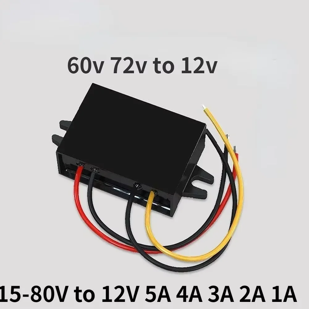 DC15V-80V 24V 36V 48V Step Down to 12V 5A 4A 3A 2A 1A Car Power Supply Voltage Inverter IP67 DC Converter Regulator for Car