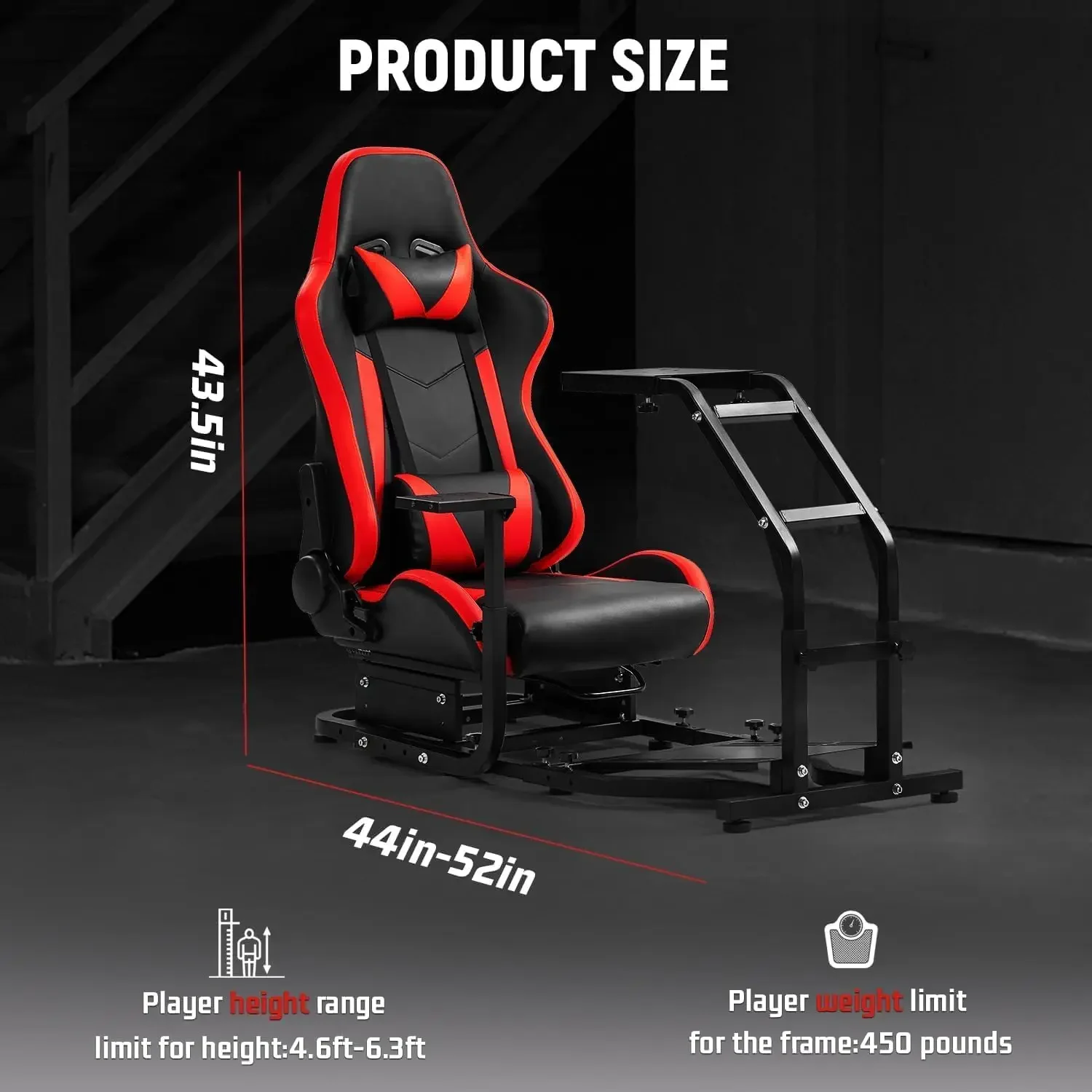 Cabina Sim Gaming G29: asiento rojo ajustable, compatible con Logitech G920/G923 y Thrustmaster T300 (sin rueda/pedal/freno de mano)