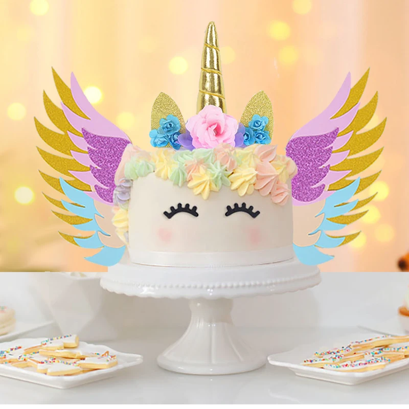 Glitter Rainbow Unicorn Cake Topper Unicorn Birthday Party C