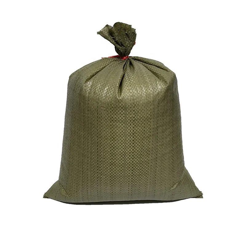 Recycle Trash Green Gunny Sack PP Woven Plastic Cheap Sand Bags Wholesale  Small Business Supplies