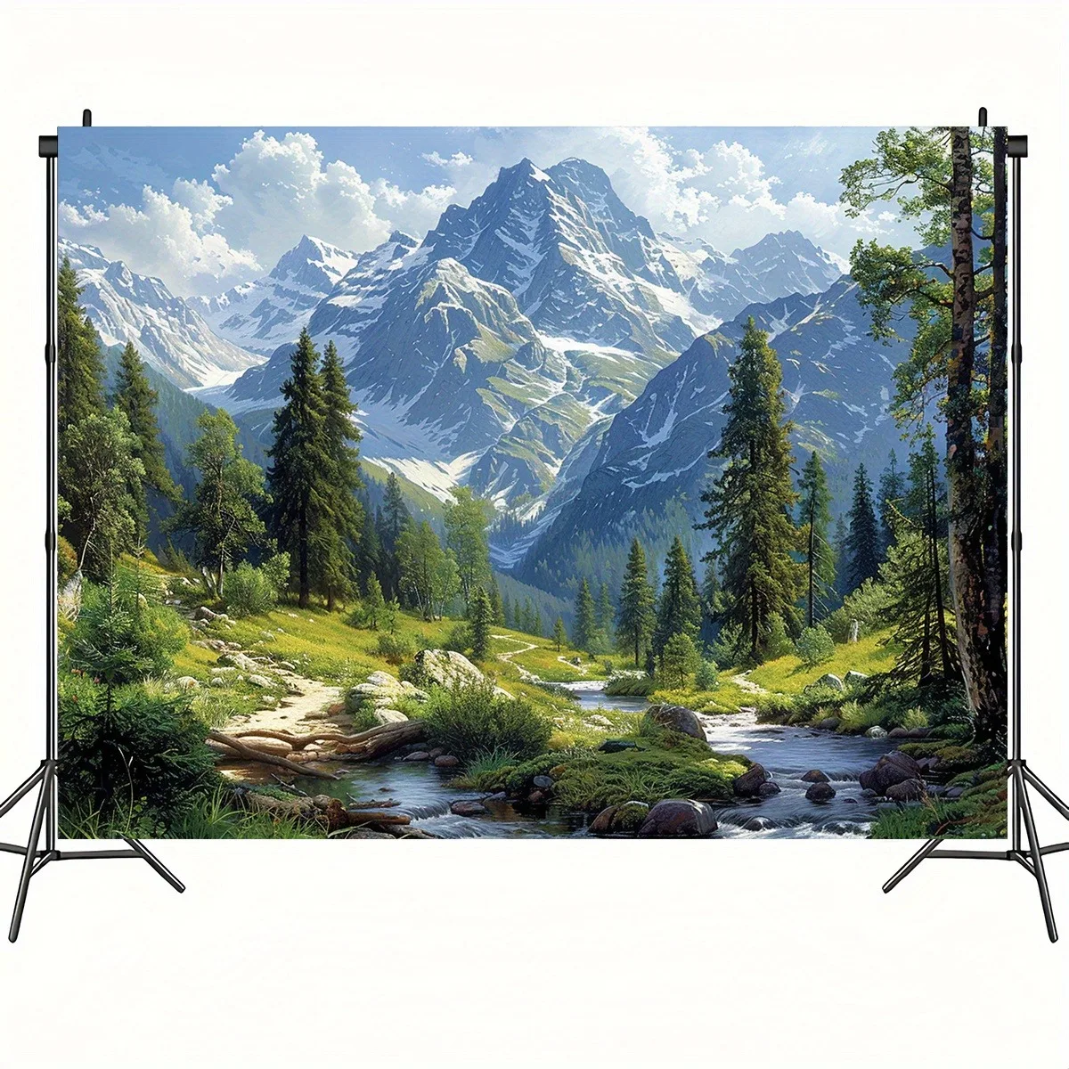 Mountain Landscape Tapestry Wall Hanging Boho Forest Nature Decor Rustic Alpine Style Boho Room Art Print Home Decoration