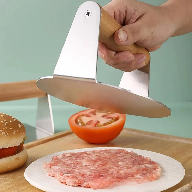 Stainless steel hamburger meat press Manual cake press Round hamburger kitchen tool