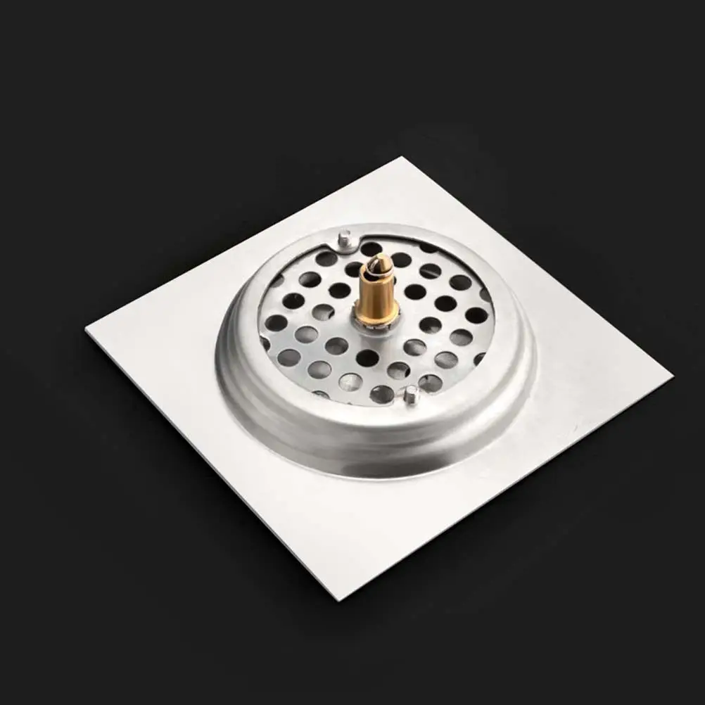 10x10cm Square Flower-Shaped Stainless Steel Deodorant Floor Drainer with Removable Dual-Use Cover for Bathroom Kitchen Laundry