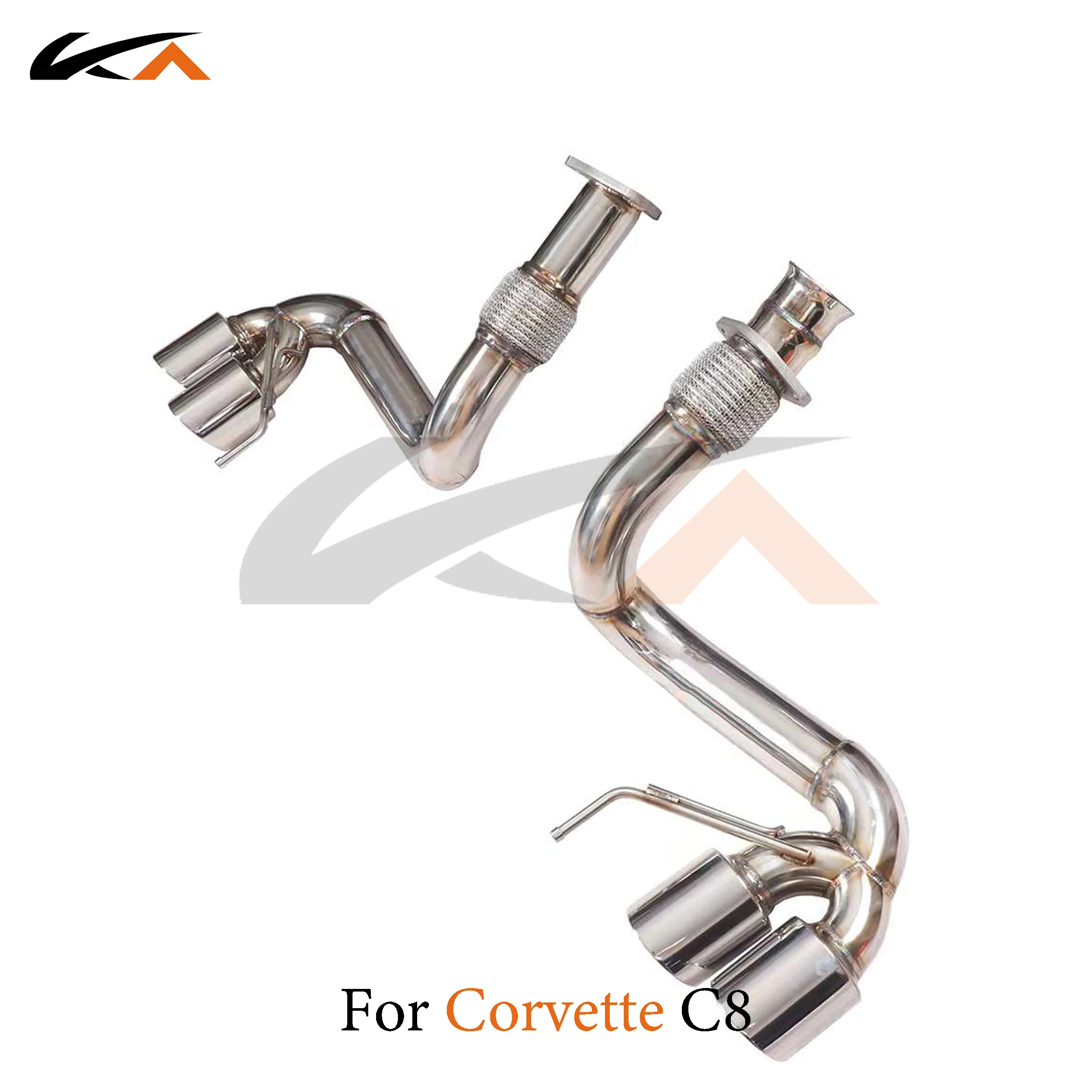 KA Tuning exhaust system stainless catback for Corvette C8 rear section performance straight pipe