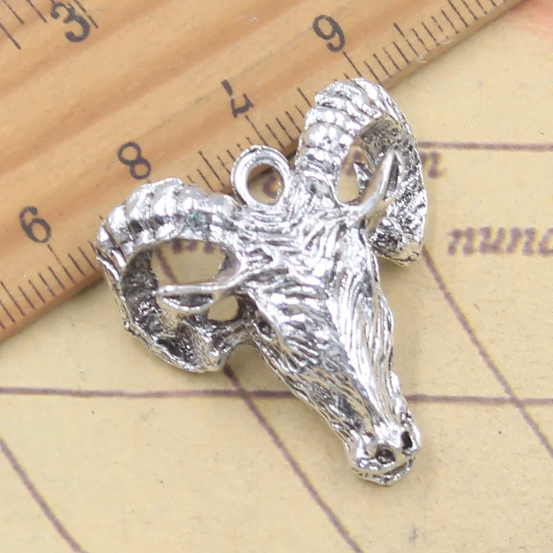 5pcs Charms Antelope Sheep Head 30x28x11mm Antique Silver Color Pendants Making DIY Handmade Tibetan Finding Jewelry