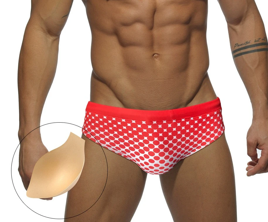 Men's swimming trunks cup anti-embarrassment training competition type professional swimming trunks polka dot fashion 10069-zb