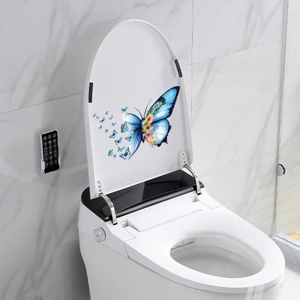 Butterfly Sticker Removable Toilet Sticker Waterproof Toilet Lid Sticker Strong Adhesive Easy-peel Butterfly Decal for Wall