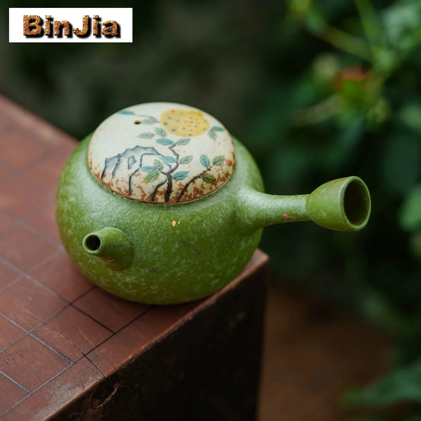 120ml Hand Painted Pomegranate Side-handle Teapot Luxury Tea Infuser Pot Tea Making Kettle With Ball Hole Cafes Collection Craft